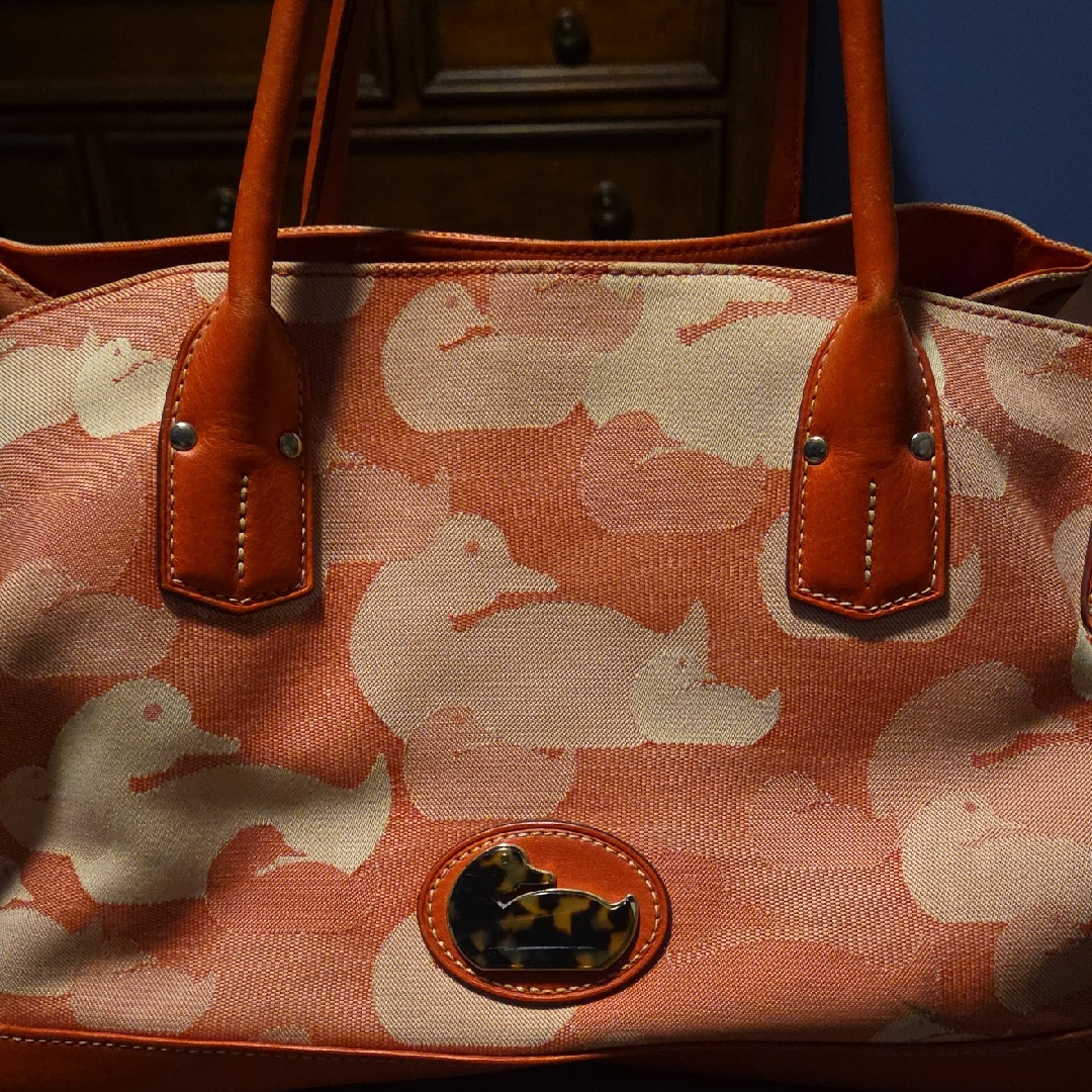 Dooney & Bourke Pink And Orange Shoulder Bag With Leather Accents